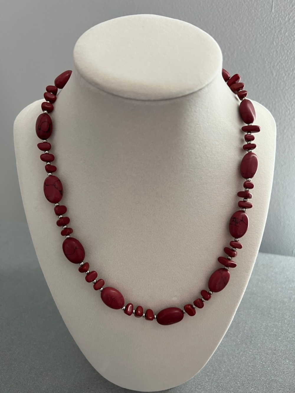 Chaps Ralph Lauren Women's Red Beaded 10” Necklace - Elegant Statement Jewelry